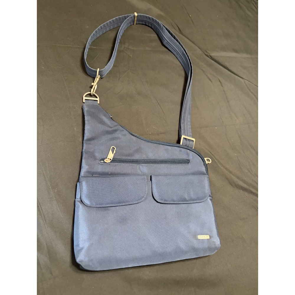 Travelon Anti Theft Navy Crossbody Travel Bag RFID Locking Purse Adjustable